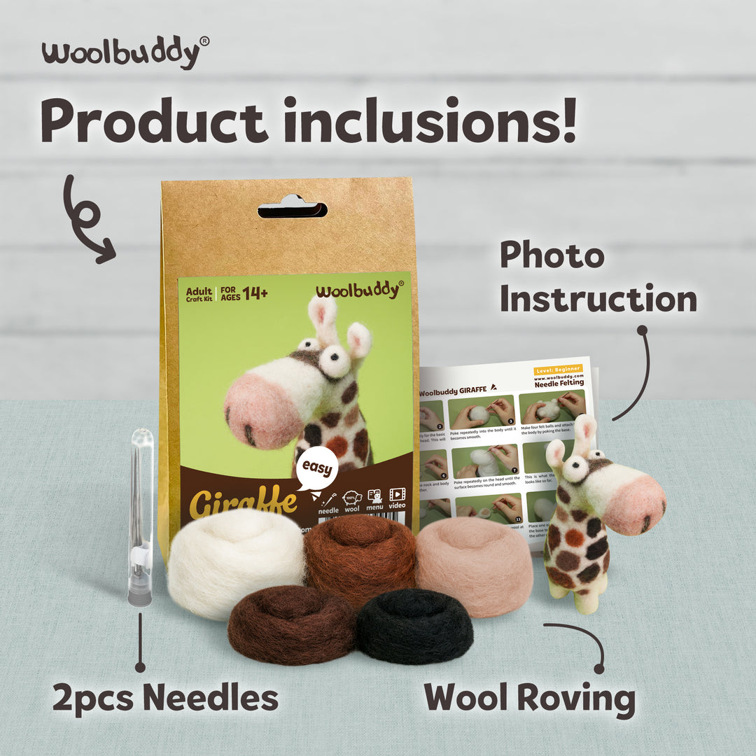 Needle Felting Giraffe Kit for Beginners | Woolbuddy