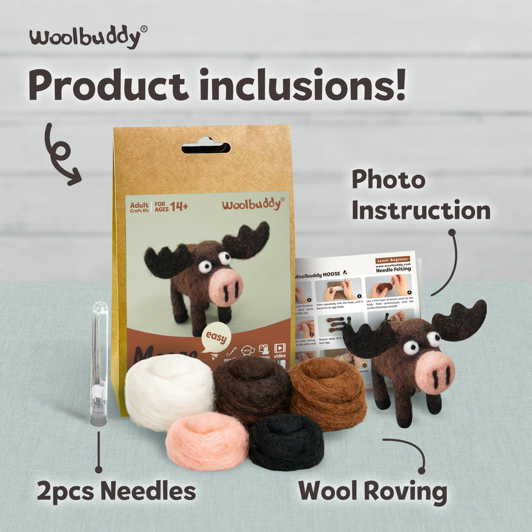 Needle Felting Moose Kit for Beginners | Woolbuddy