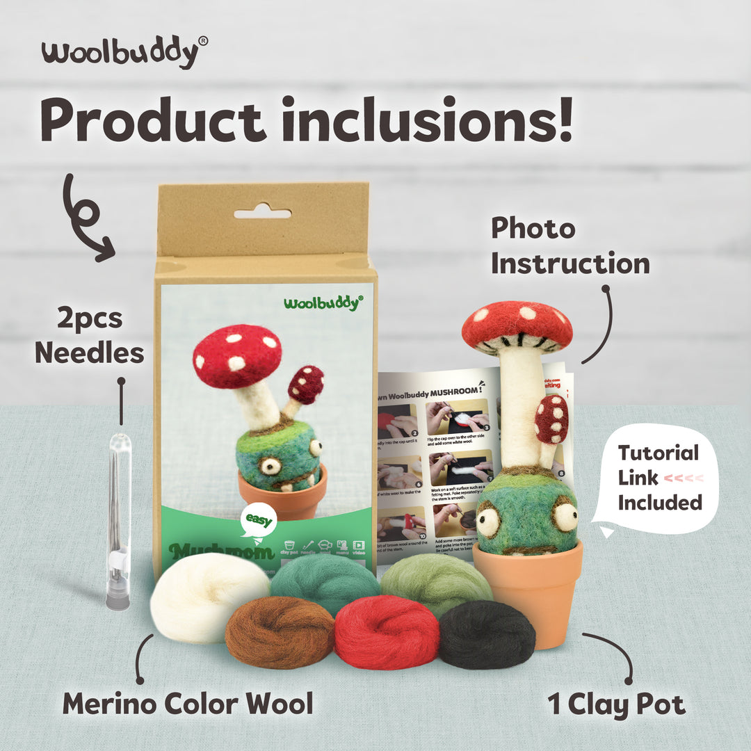 Needle Felting Mushroom Kit for Beginners | Woolbuddy