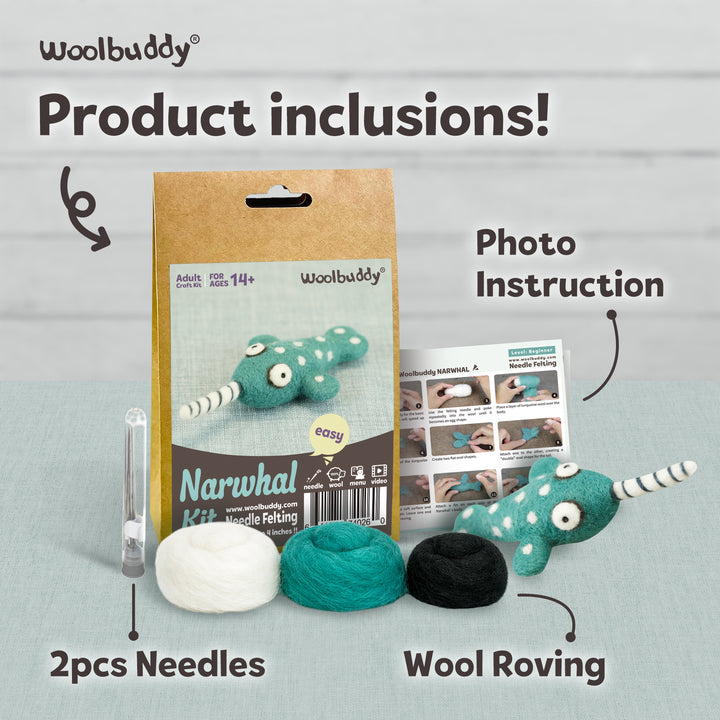 Needle Felting Narwhal Kit for Beginners | Woolbuddy