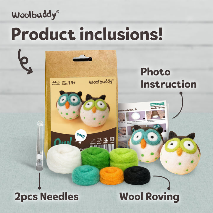 Needle Felting Owl Kit for Beginners | Woolbuddy