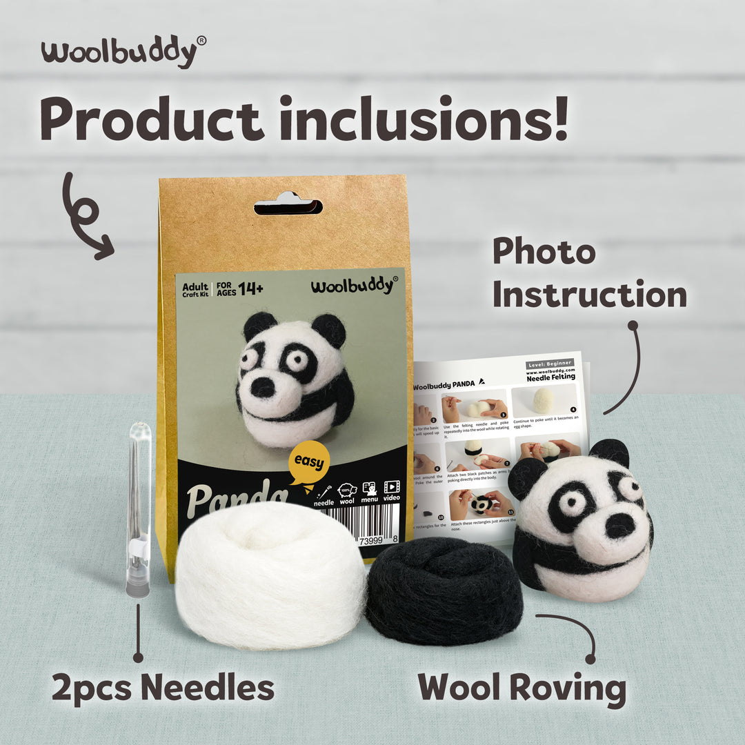 Needle Felting Panda Kit for Beginners | Woolbuddy