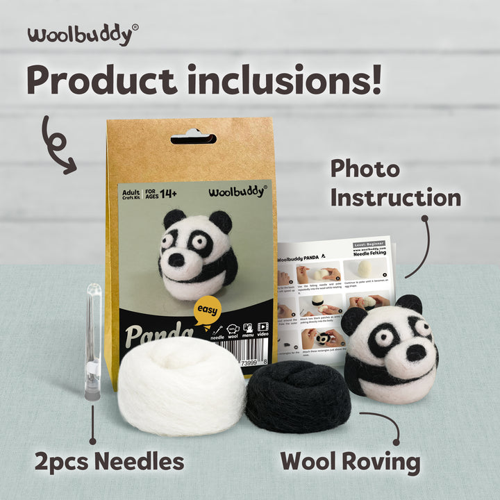Needle Felting Panda Kit for Beginners | Woolbuddy