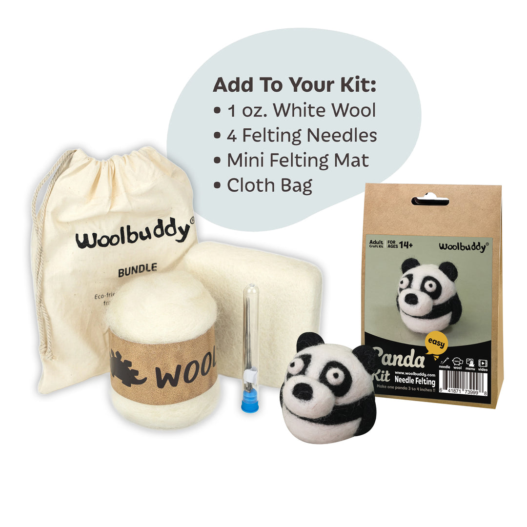 Needle Felting Panda Kit for Beginners | Woolbuddy