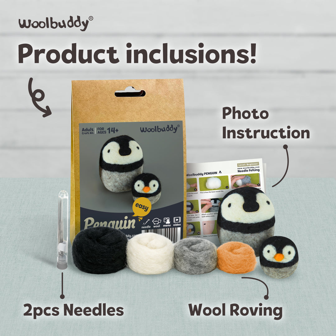 Needle Felting Penguin Kit for Beginners | Woolbuddy