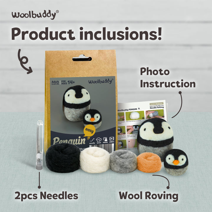 Needle Felting Penguin Kit for Beginners | Woolbuddy