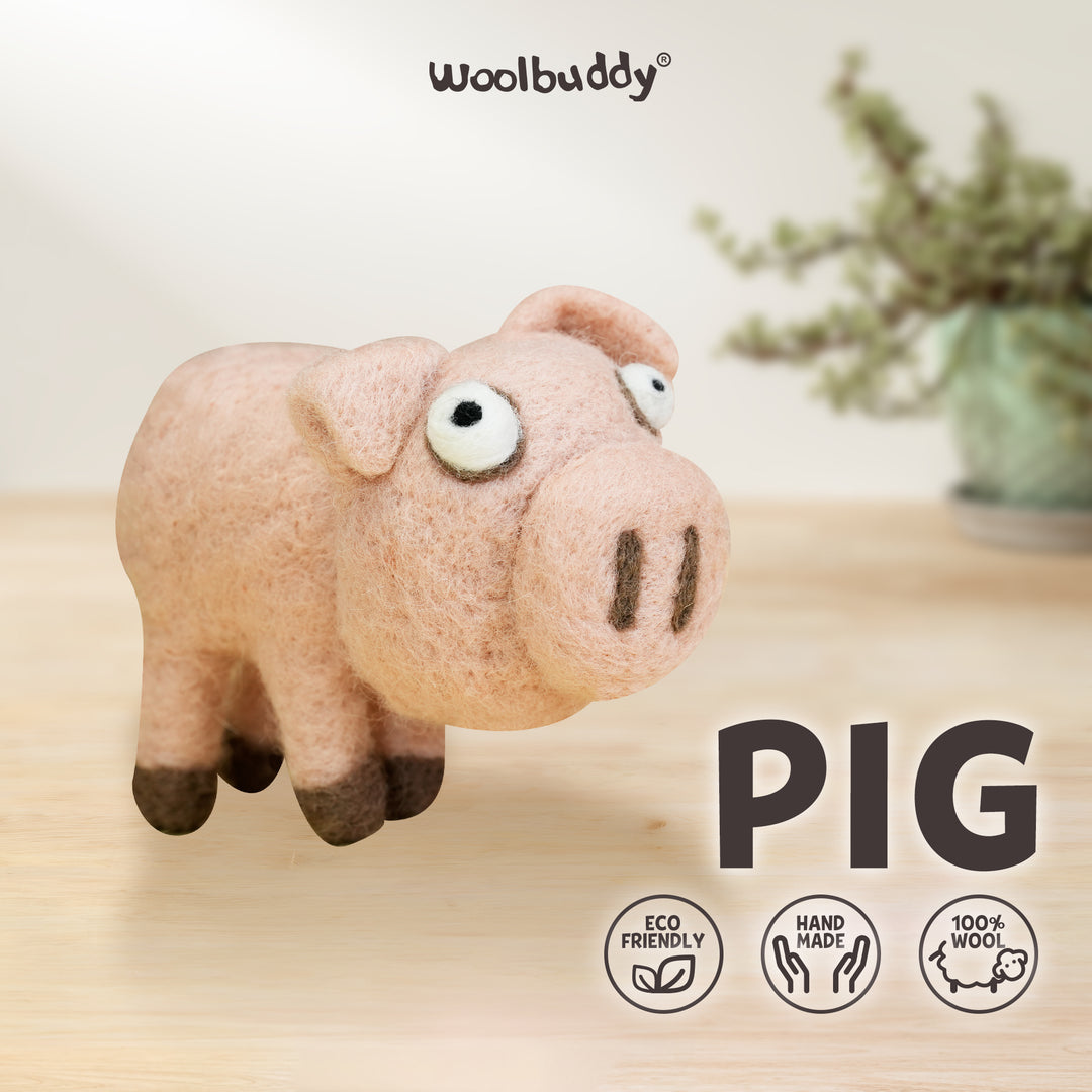 Pig Needle Felting Kit – Beginner DIY Wool Craft Gift