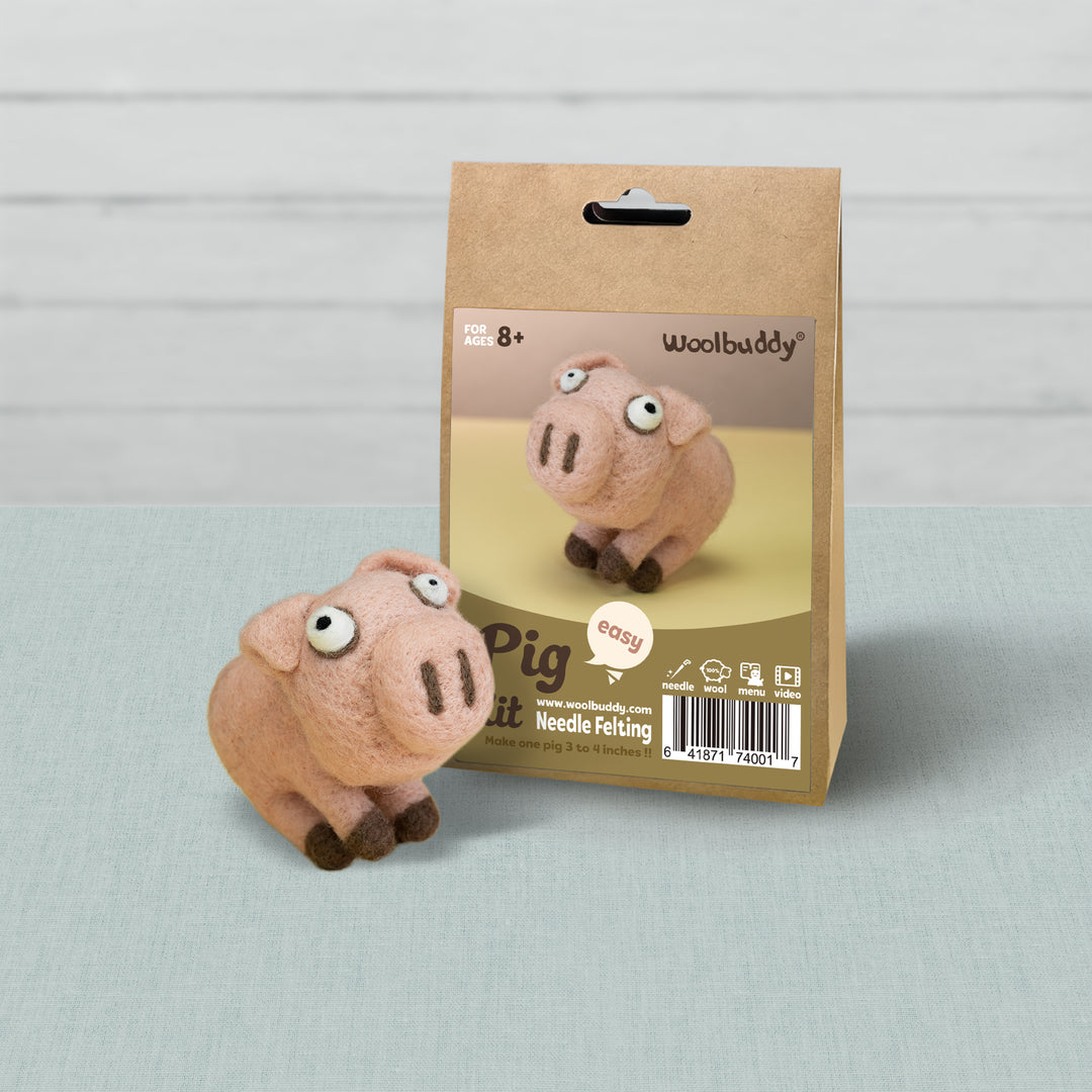 Pig Needle Felting Kit – Beginner DIY Wool Craft Gift