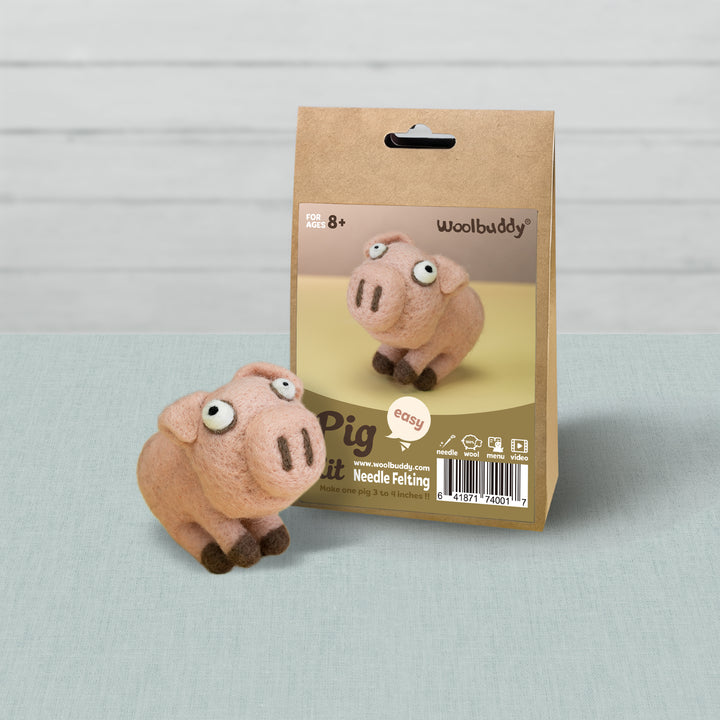 Pig Needle Felting Kit – Beginner DIY Wool Craft Gift