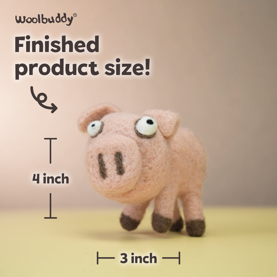 Pig Needle Felting Kit – Beginner DIY Wool Craft Gift