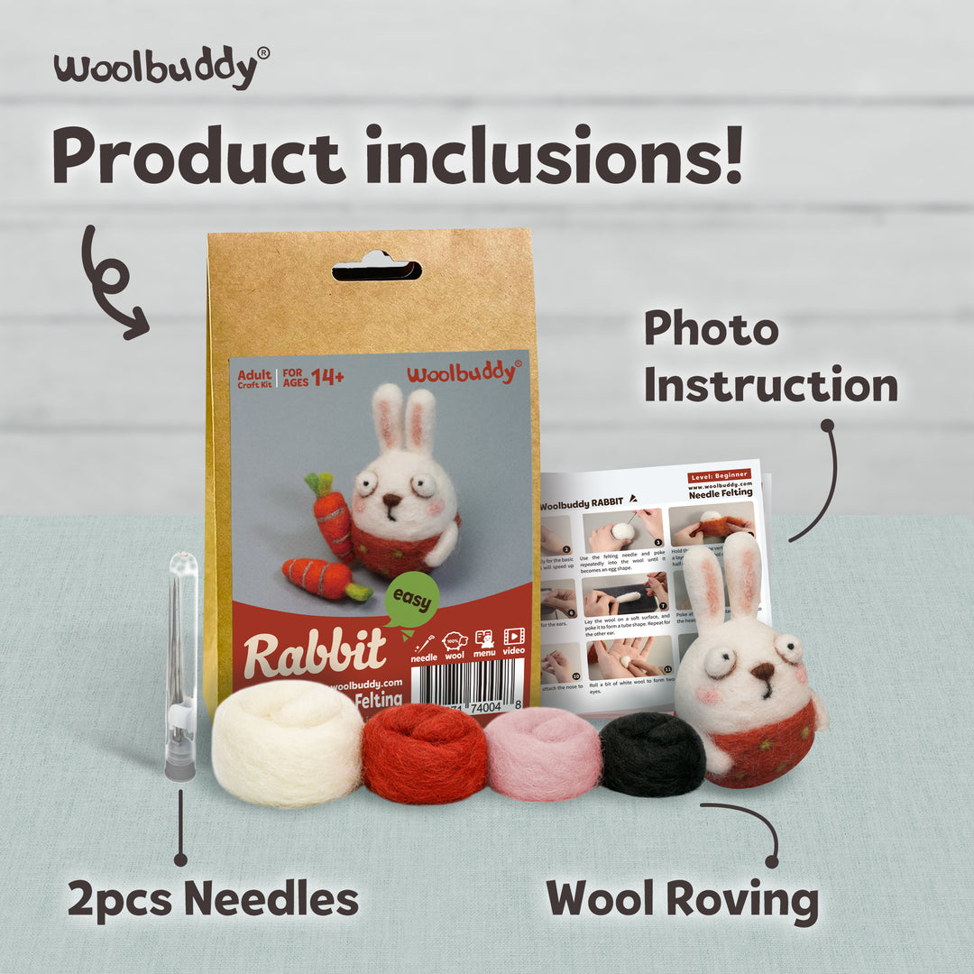 Needle Felting Rabbit Kit for Beginners | Woolbuddy
