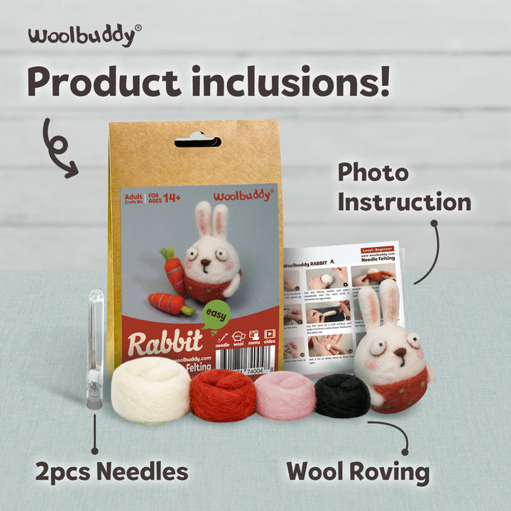 Needle Felting Rabbit Kit for Beginners | Woolbuddy