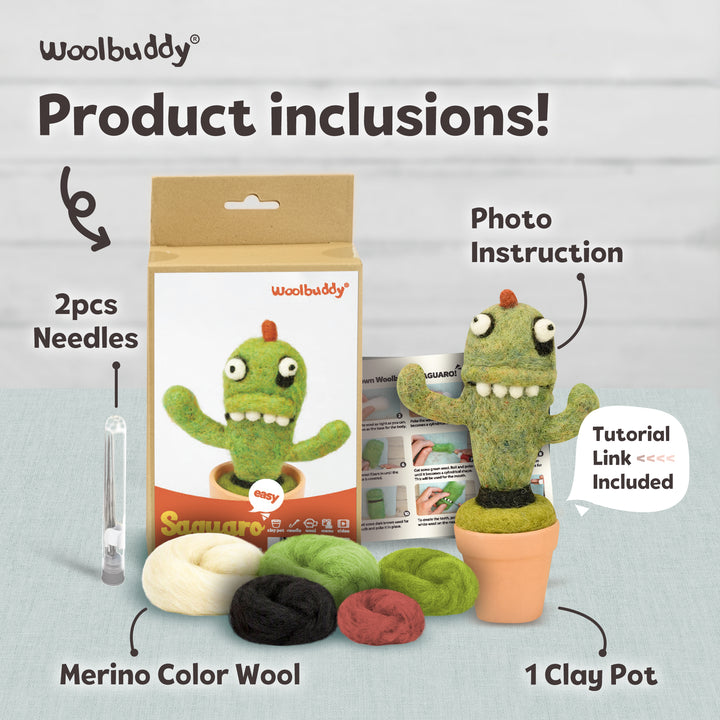 Needle Felting Saguaro Kit for Beginners | Woolbuddy