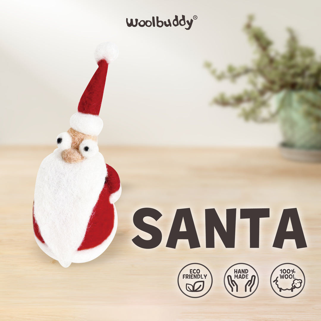 Woolbuddy Needle Felting Santa Kit – DIY Wool Christmas Craft for Beginners & Kids