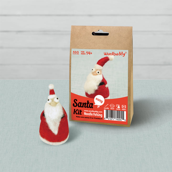 Woolbuddy Needle Felting Santa Kit – DIY Wool Christmas Craft for Beginners & Kids