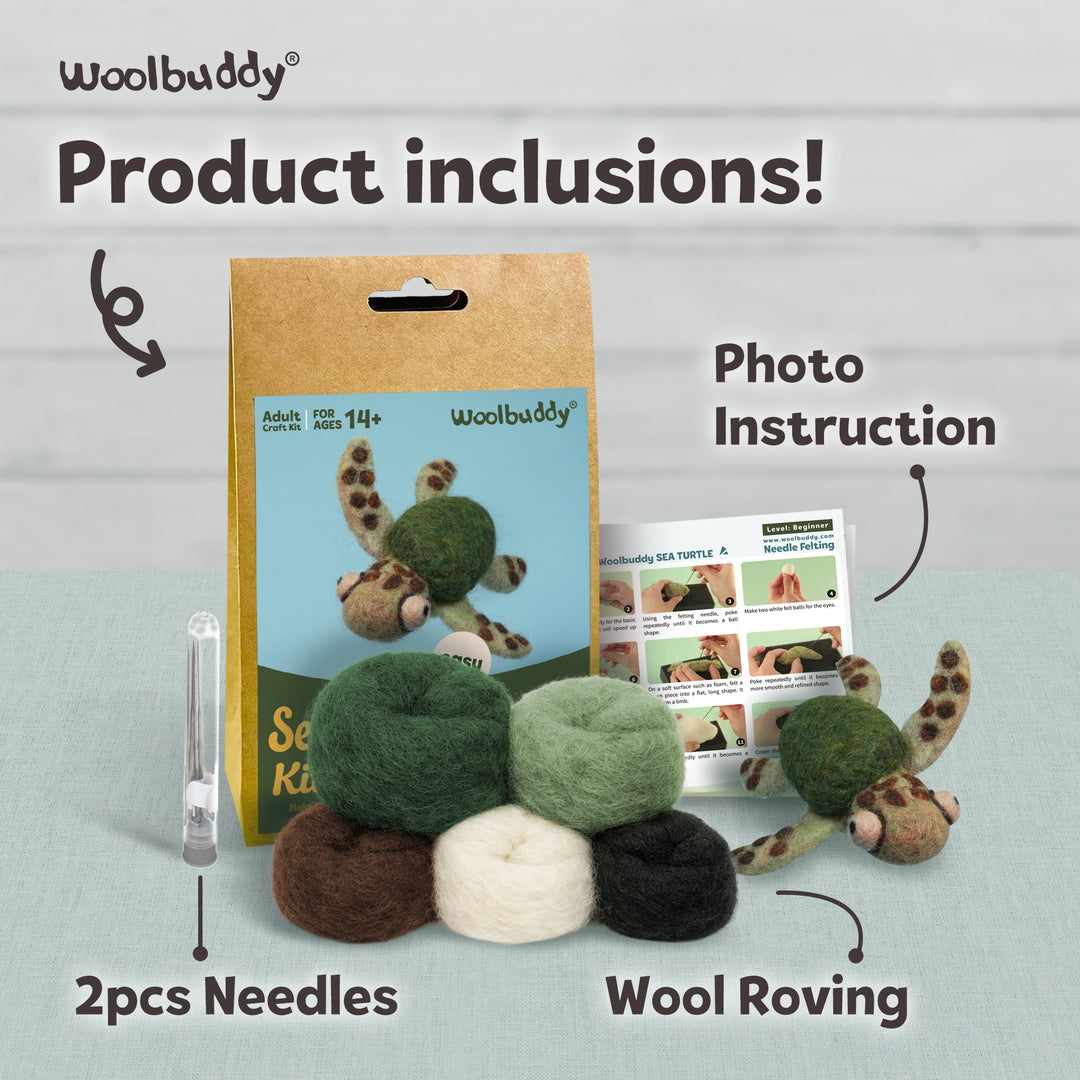 Needle Felting Sea Turtle Kit for Beginners | Woolbuddy