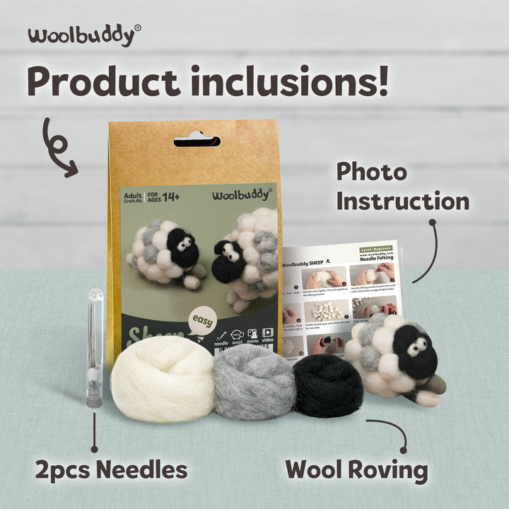 Needle Felting Sheep Kit for Beginners | Woolbuddy