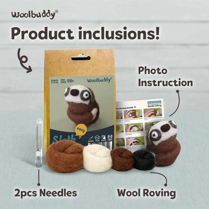 Needle Felting Sloth Kit for Beginners | Woolbuddy