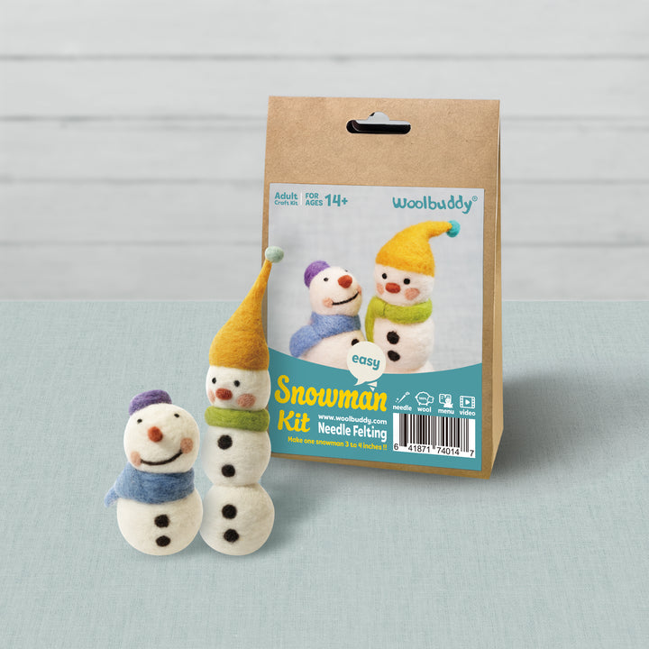 Needle Felting Snowman Kit for Beginners – Complete Wool Craft Kit | Woolbuddy