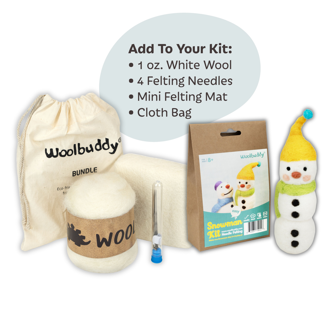 Needle Felting Snowman Kit for Beginners – Complete Wool Craft Kit | Woolbuddy