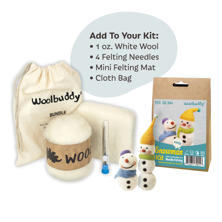Needle Felting Snowman Kit for Beginners – Complete Wool Craft Kit | Woolbuddy