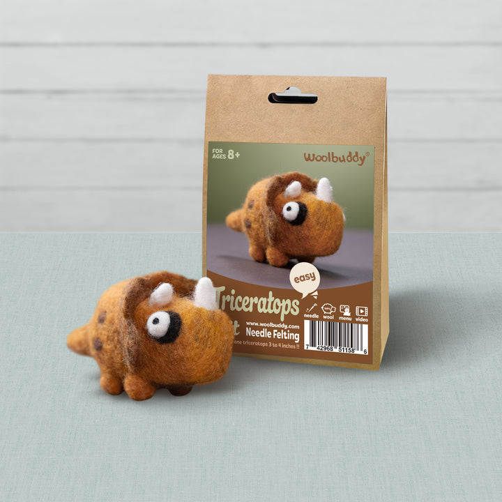 Triceratops Needle Felting Kit – Beginner DIY Dinosaur Craft