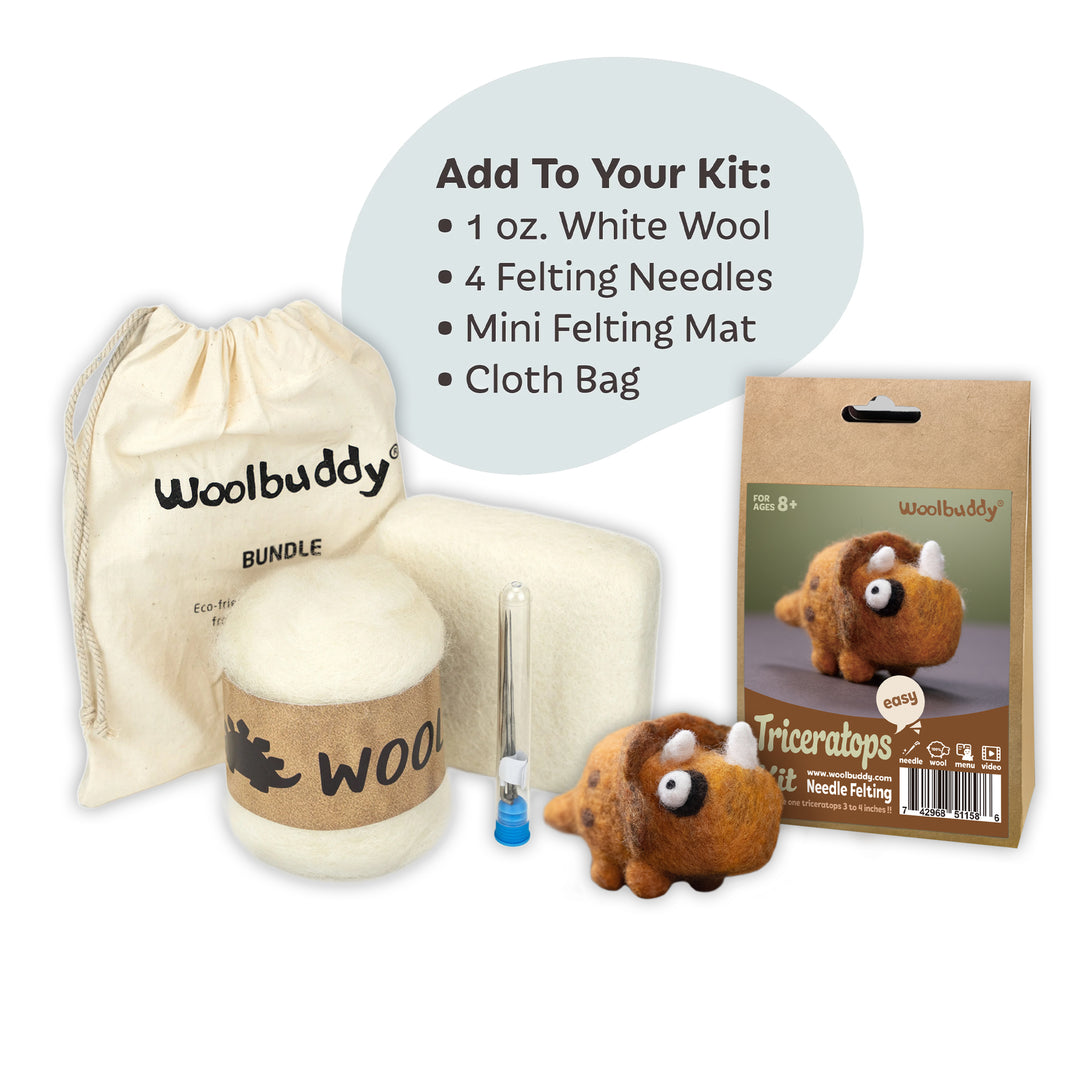 Triceratops Needle Felting Kit – Beginner DIY Dinosaur Craft