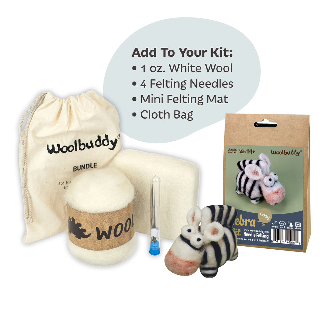 Needle Felting Zebra Kit for Beginners | Woolbuddy