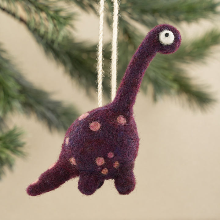 Handmade Wool Felt Brachiosaurus Ornament – Dinosaur Décor, Charm & Car Accessory | Woolbuddy