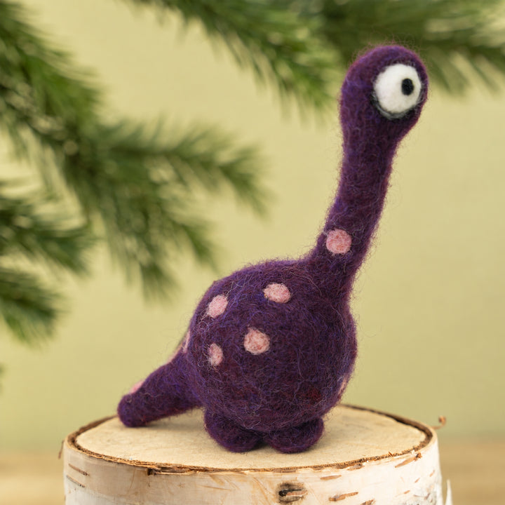 Handmade Wool Felt Brachiosaurus Ornament – Dinosaur Décor, Charm & Car Accessory | Woolbuddy