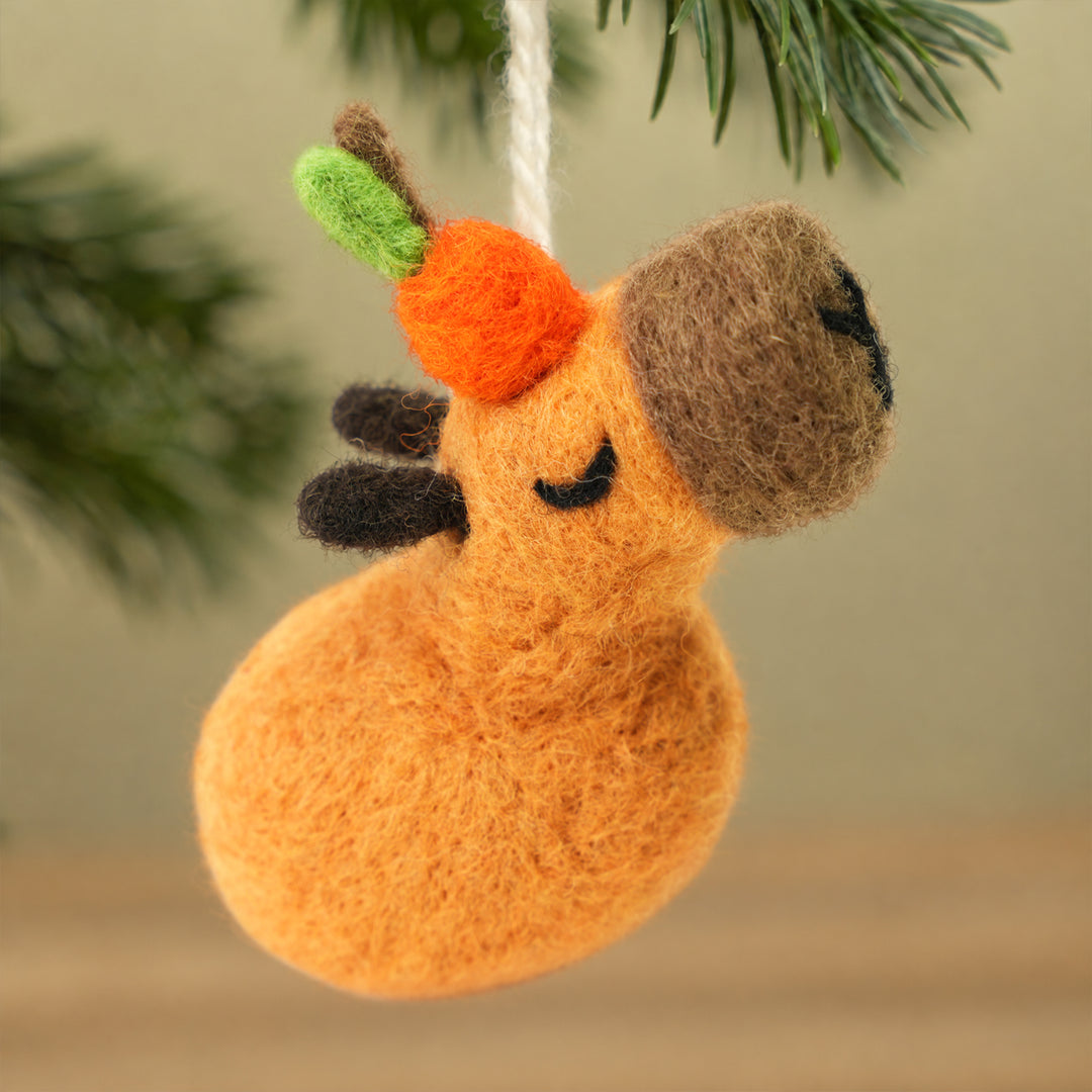 Handmade Wool Felt Capybara Ornament – Cute Desk or Tree Decor | Woolbuddy