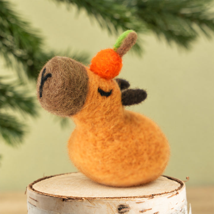 Handmade Wool Felt Capybara Ornament – Cute Desk or Tree Decor | Woolbuddy