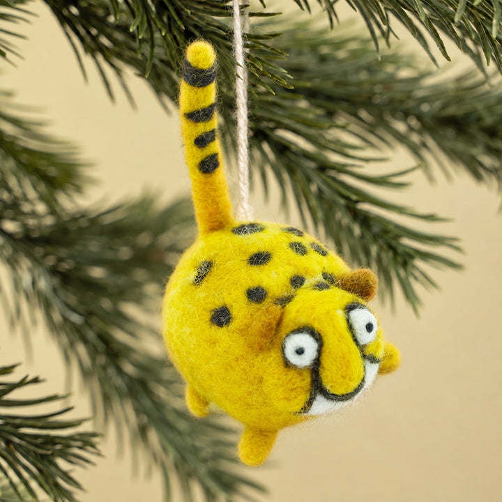 Handmade Wool Felt Cheetah Ornament – Cute Wild Cat Décor & Charm | Woolbuddy