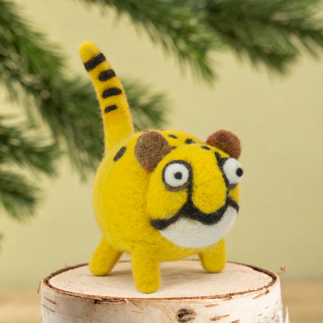 Handmade Wool Felt Cheetah Ornament – Cute Wild Cat Décor & Charm | Woolbuddy