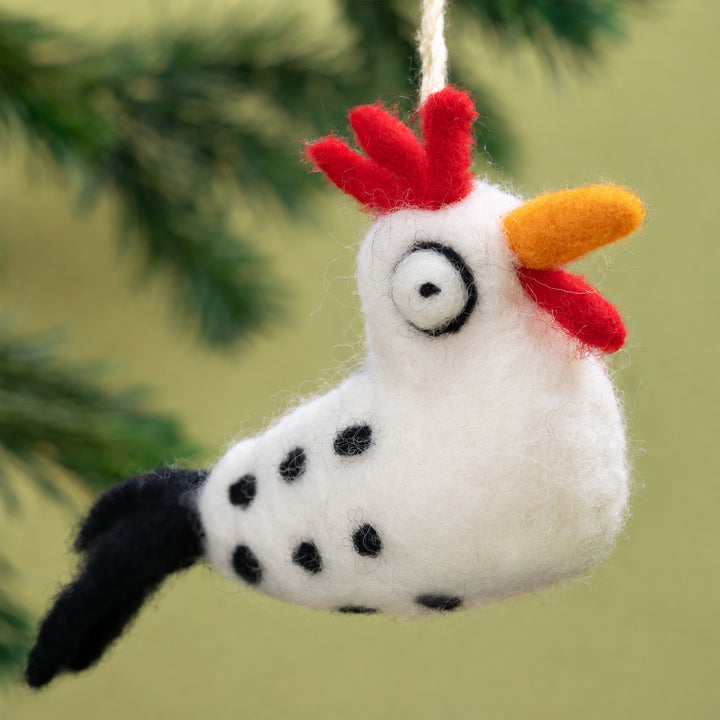 Chicken Ornament - Handmade Needle Felted Wool Decoration | Woolbuddy