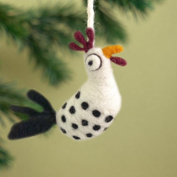 Chicken Ornament - Handmade Needle Felted Wool Decoration | Woolbuddy