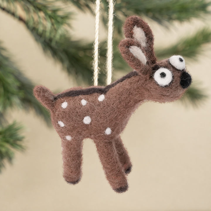 Handmade Wool Felt Deer Ornament – Cute Desk or Bag Decor | Woolbuddy