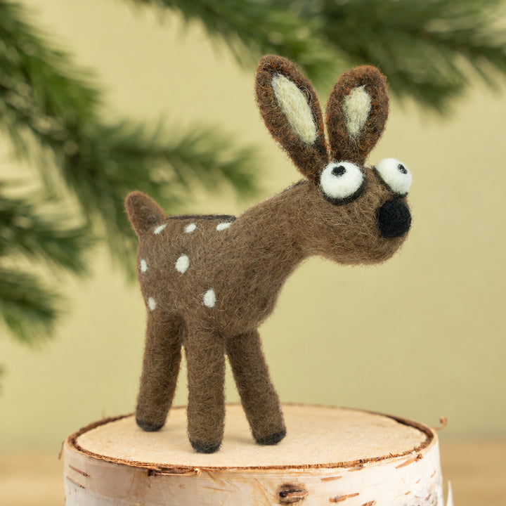 Handmade Wool Felt Deer Ornament – Cute Desk or Bag Decor | Woolbuddy