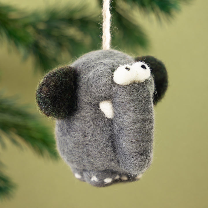 Elephant Ornament – Handmade Wool Felt Car & Bag Charm Decor | Woolbuddy