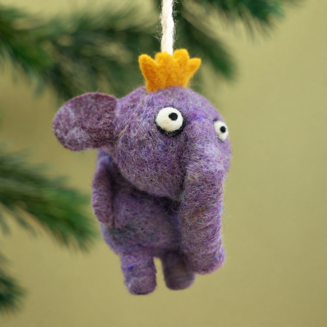 Elephant Ornament – Handmade Wool Felt Car & Bag Charm Decor | Woolbuddy