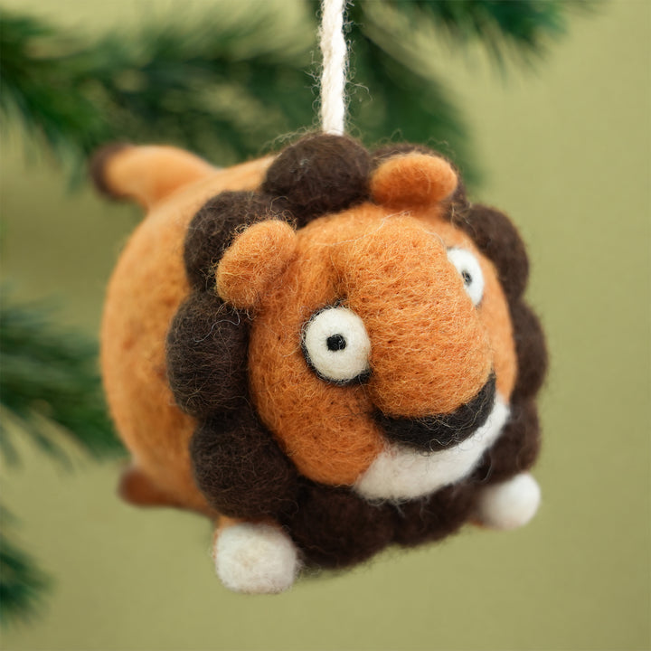 Lion Ornament – Handmade Wool Felt Car & Bag Charm Decor | Woolbuddy