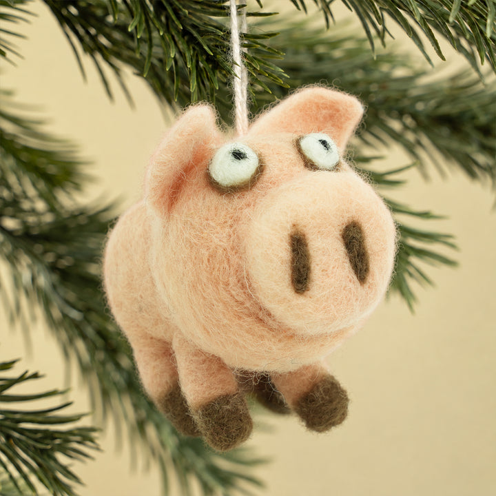 Pig Ornament – Handmade Wool Felt Car & Bag Charm Decor | Woolbuddy