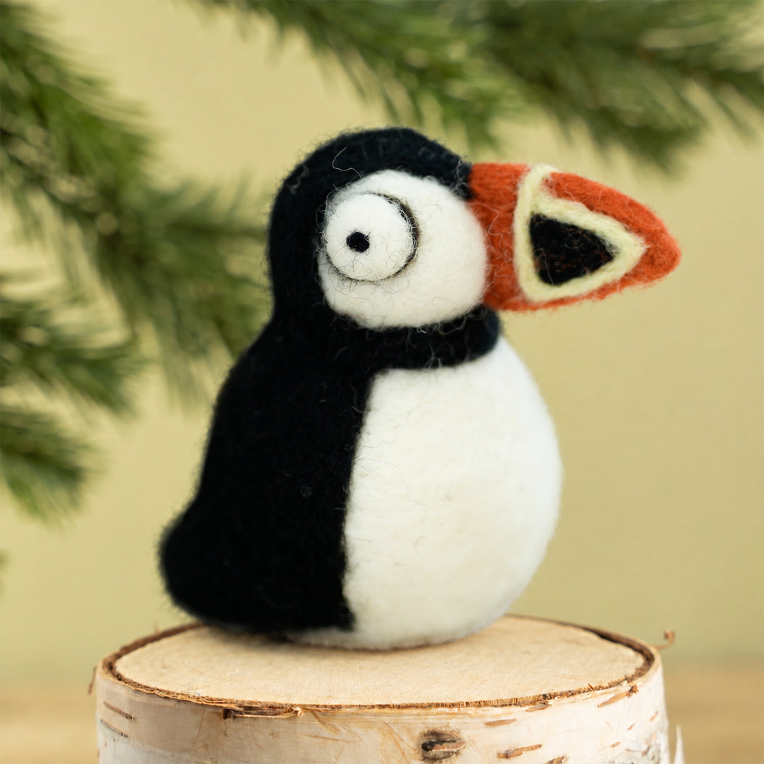 Handmade Wool Felt Puffin Charm – Cute Bag & Desk Accessory | Woolbuddy