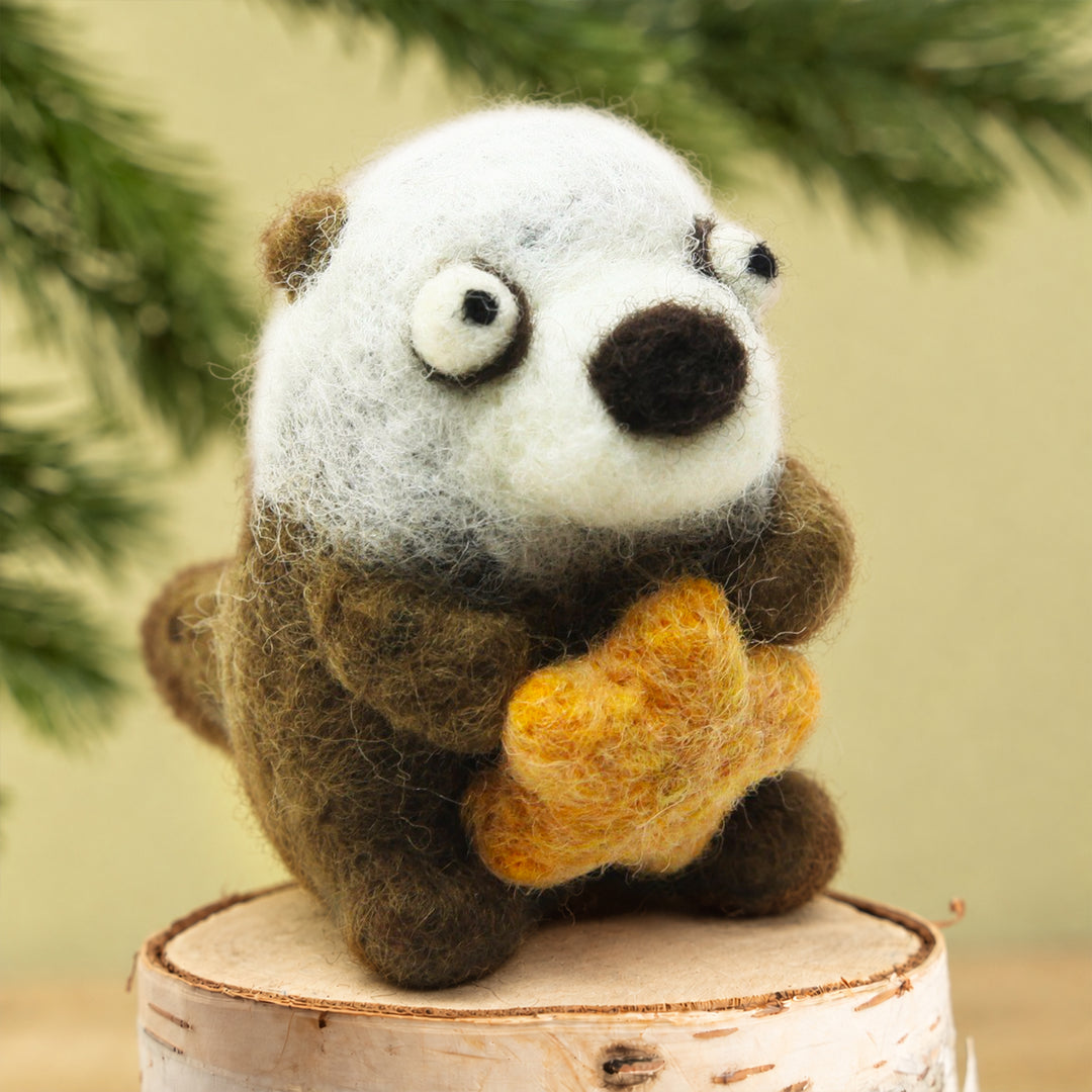 Sea Otter Ornament – Handmade Wool Felt Ocean Animal Car & Bag Charm Decor | Woolbuddy
