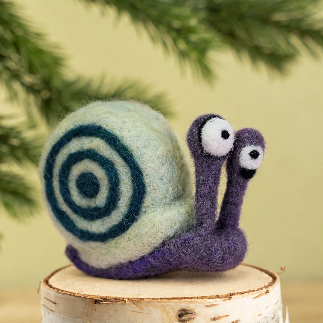 Handmade Wool Felt Snail Ornament – Cute Woodland Decoration | Woolbuddy