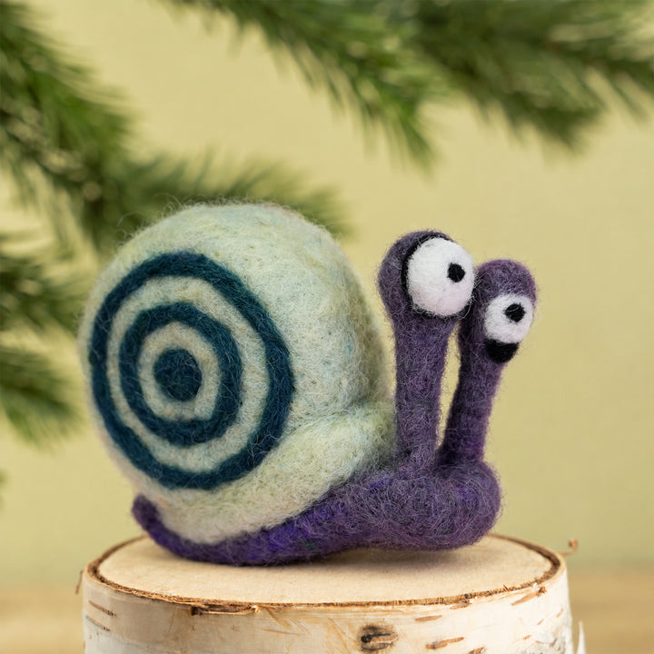 Handmade Wool Felt Snail Ornament – Cute Woodland Decoration | Woolbuddy