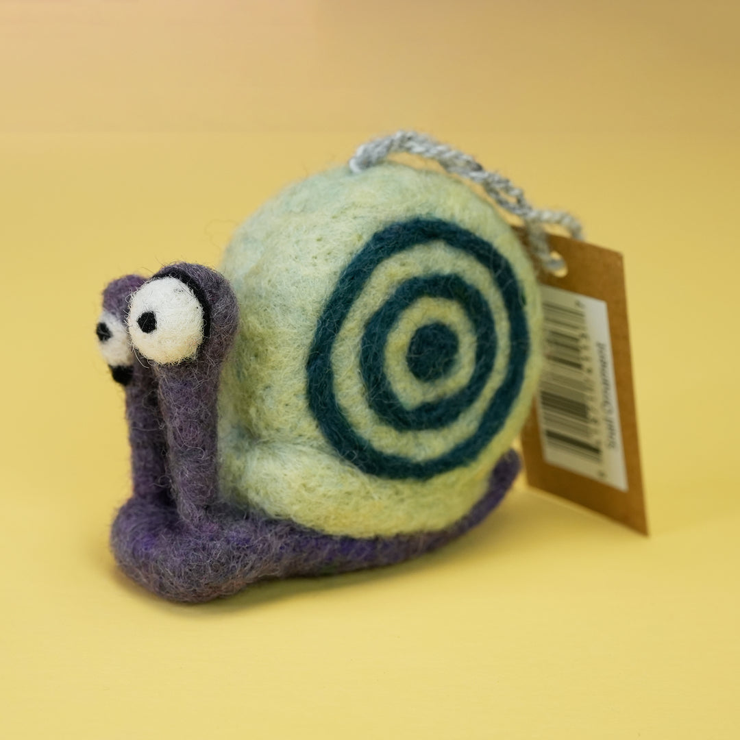 Handmade Wool Felt Snail Ornament – Cute Woodland Decoration | Woolbuddy