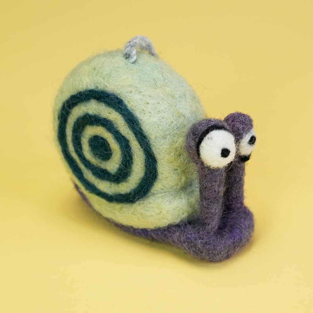 Handmade Wool Felt Snail Ornament – Cute Woodland Decoration | Woolbuddy