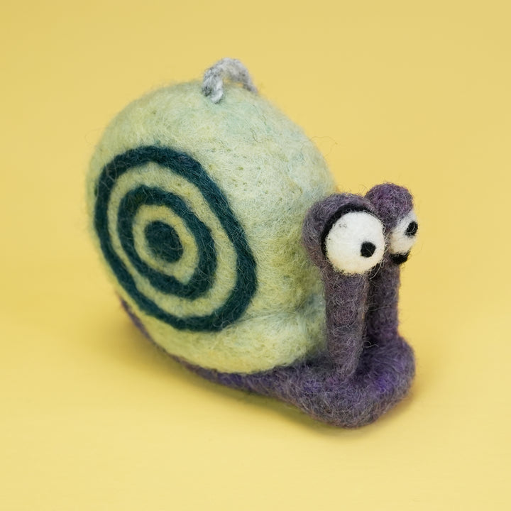 Handmade Wool Felt Snail Ornament – Cute Woodland Decoration | Woolbuddy