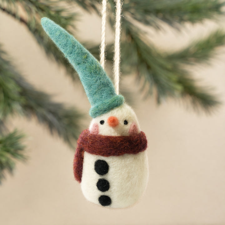 Snowman Ornament – Handmade Wool Felt Car & Bag Charm Decor | Woolbuddy